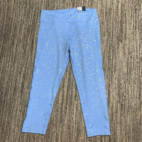 Tek Gear Womens Plus Size 16 Mid Rise Leggings  Blue Splatter Pocket Wicking NWT - Picture 1 of 7